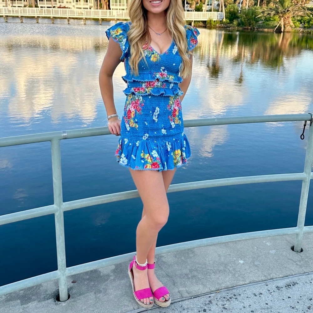 Floral Blue Dress.  Loveshackfancy dress. Great condition.